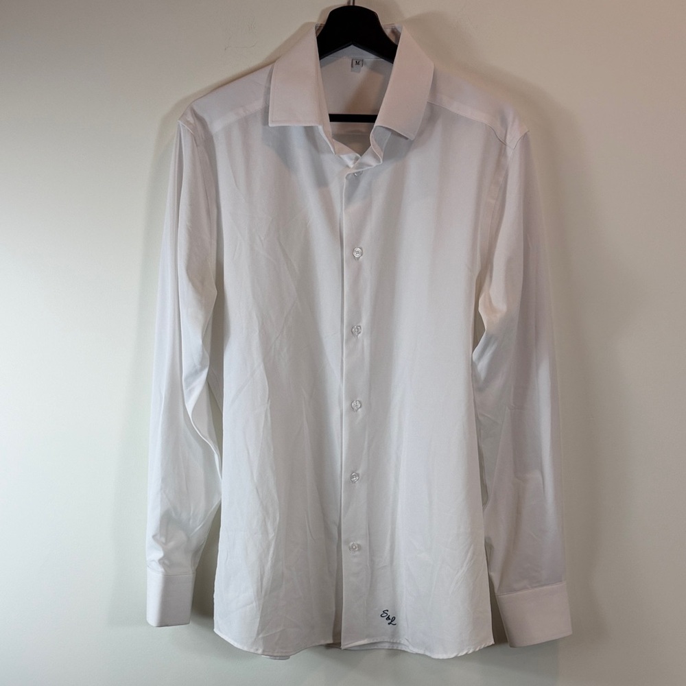Men's White Long-Sleeve Athletic Fit Dress Shirt